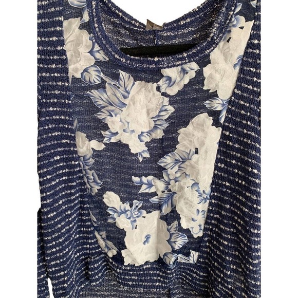 Paper Crane Top Women's Sz M Sheer Panel Long Sleeve Knit Top High Low Hem NWT - Picture 4 of 10